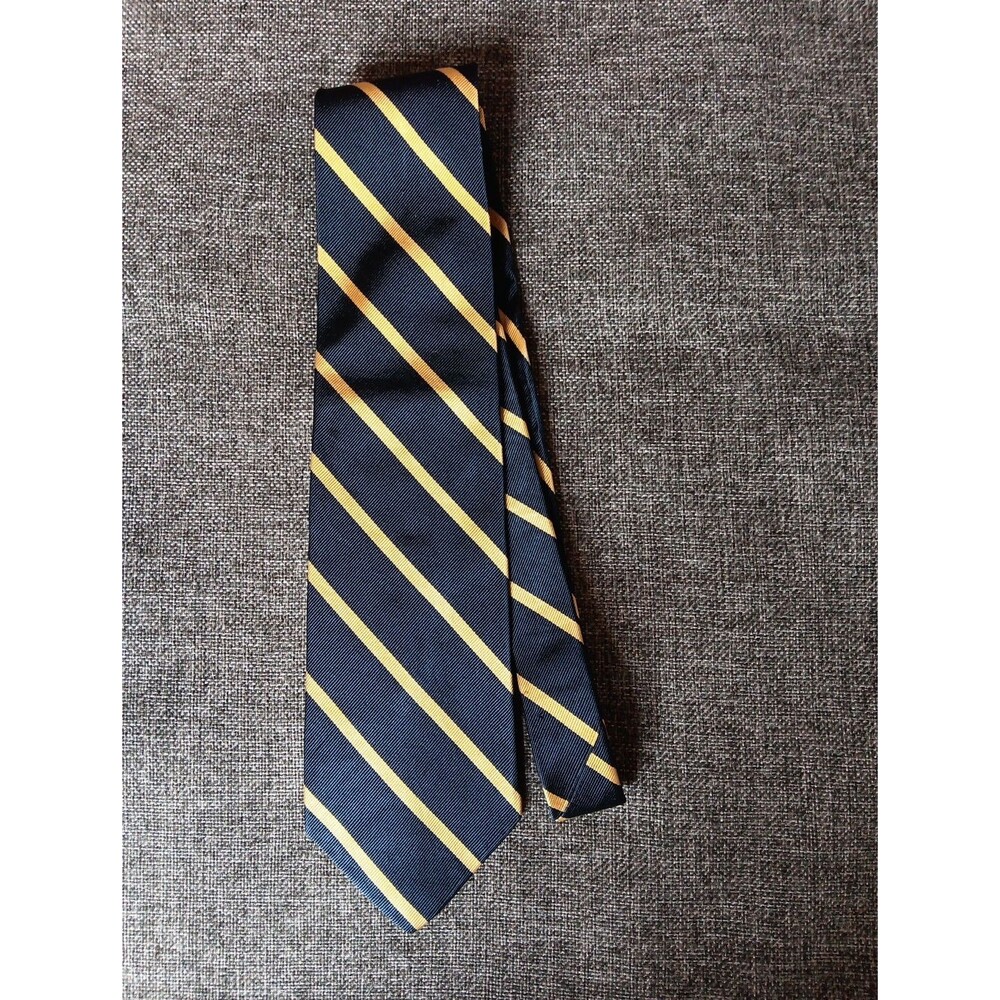 Tie 70s 80s 90s Y2K Men Brooks Brothers Silk Black Gold Stripe 3.75 Wide 58 Long